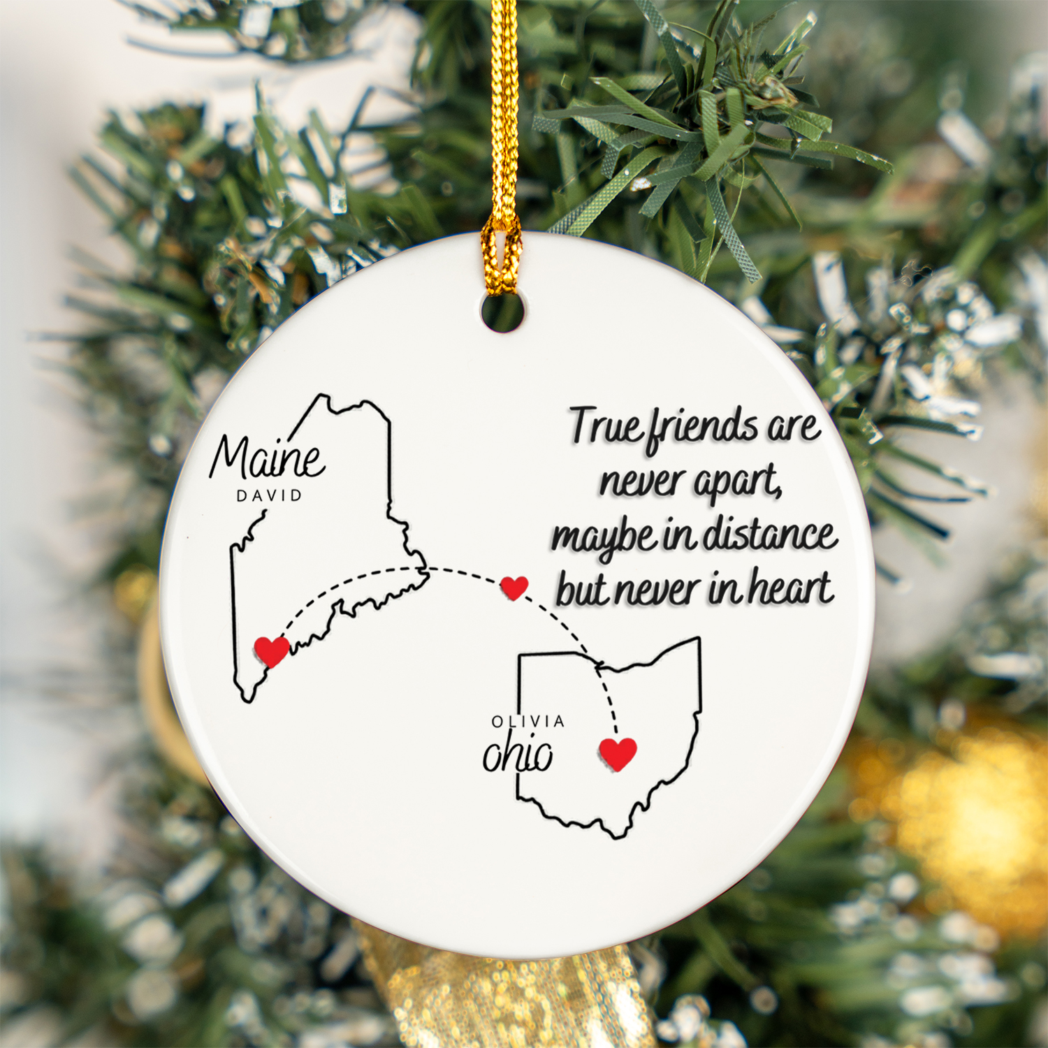 long distance relationship ornament
