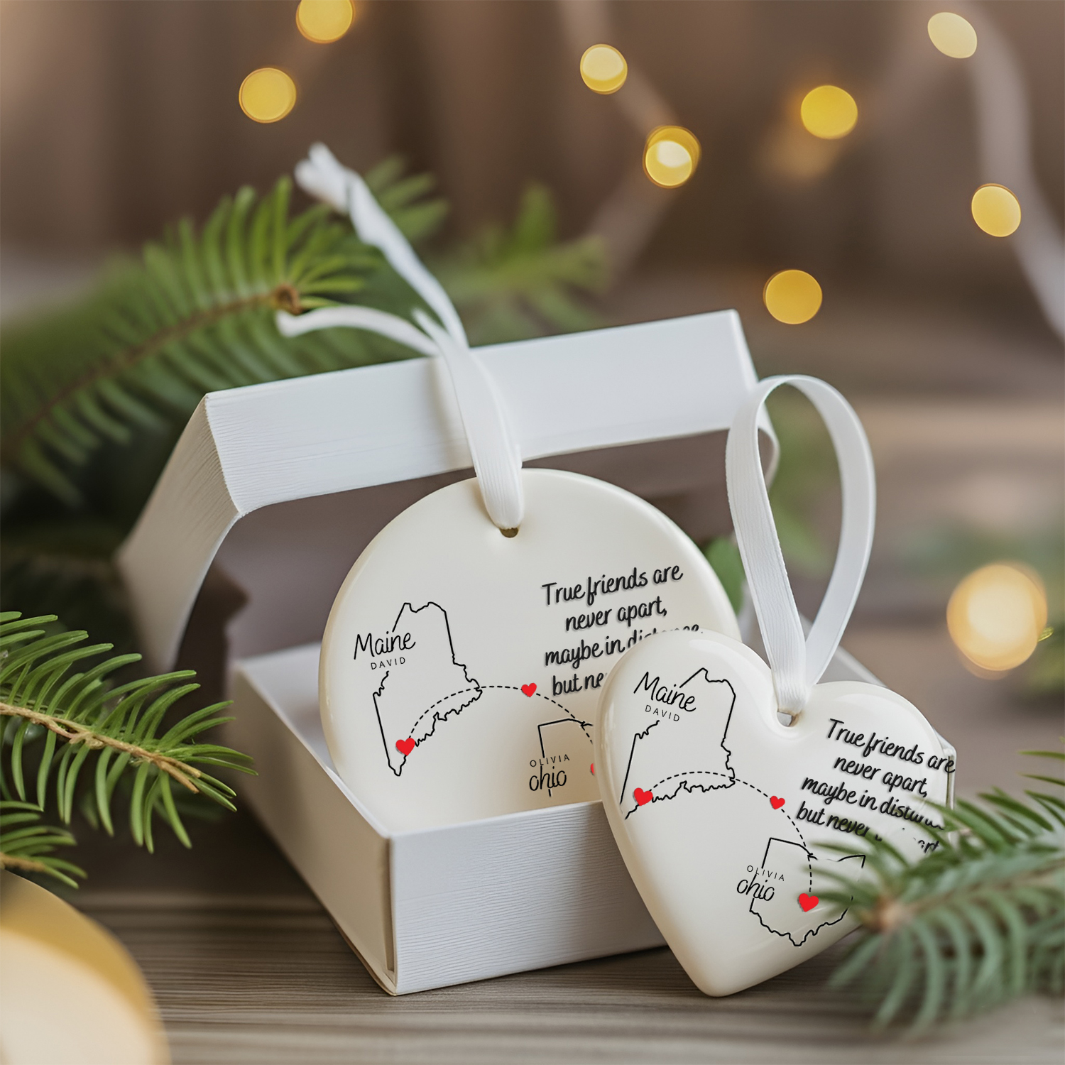 Personalized Long Distance Relationship Ornament - Image 3
